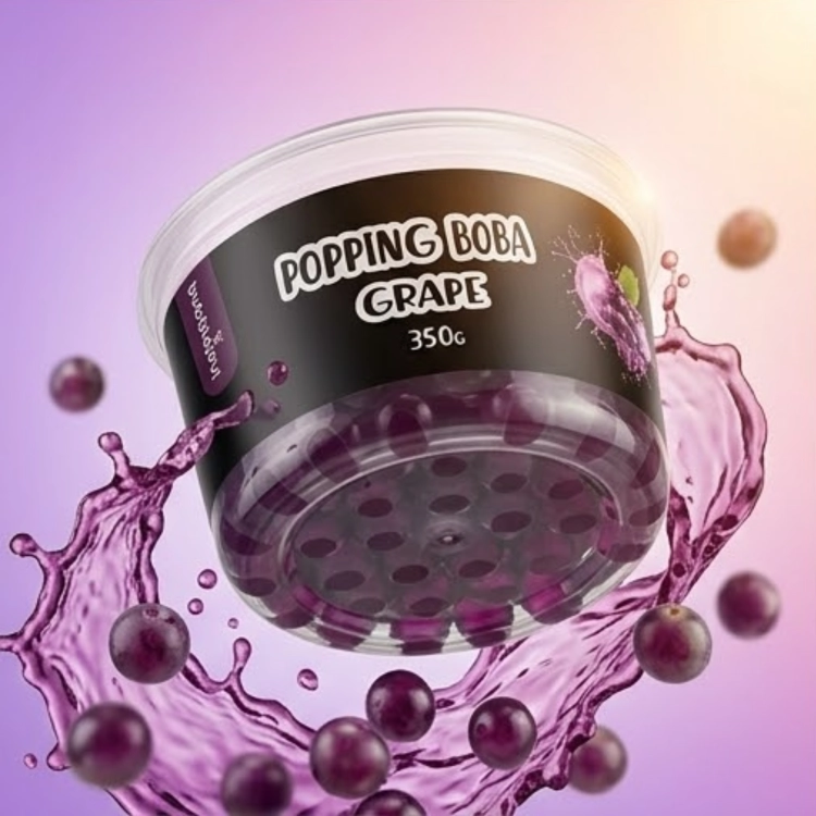 Opakowanie Popping Boba Winogrono BubbleJoy 350g – kulki smakowe do bubble tea