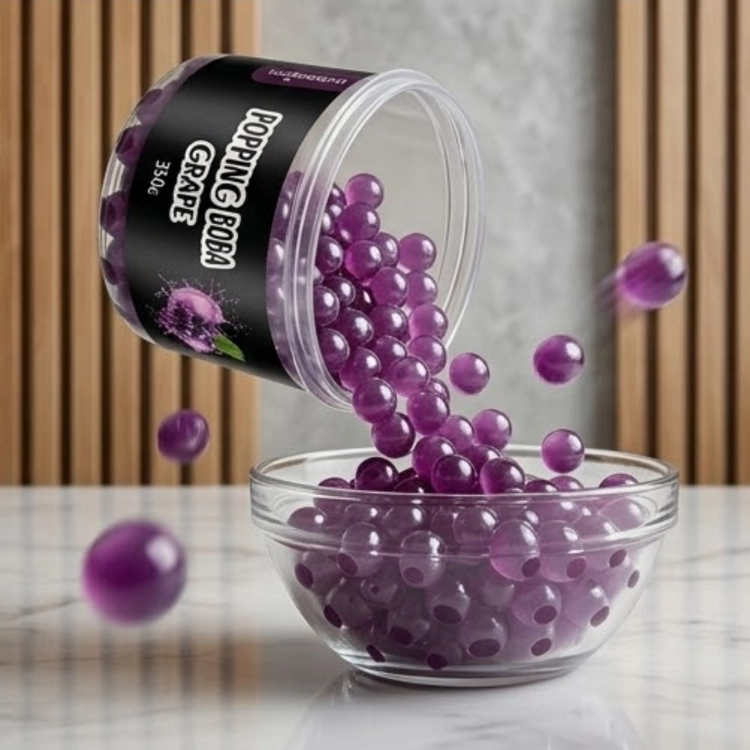 Kulki smakowe Popping Boba o smaku winogronowym – dodatek do bubble tea i deserów