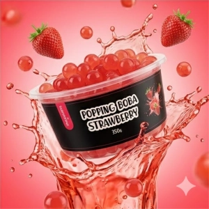 Popping Boba Truskawka 350g – truskawkowe popping pearls do herbaty bąbelkowej i deserów