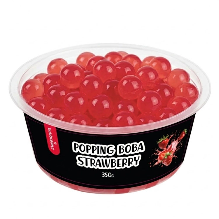 Popping Boba Truskawka 350g – truskawkowe kulki smakowe do bubble tea, opakowanie produktu