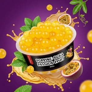 Popping Boba Marakuja 350g jako dodatek do bubble tea, lemoniady i egzotycznych napojów