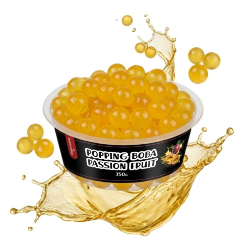 Popping Boba Marakuja 350g z efektem owocowego splash – egzotyczne kulki bursting boba o smaku marakui
