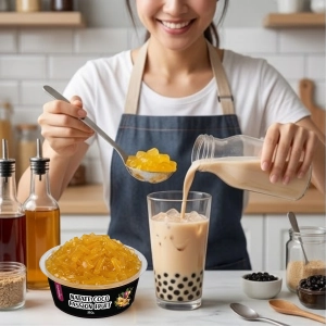 Przygotowanie bubble tea z dodatkiem Natate Coco Marakuja 350g