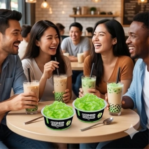 Natate Coco Zielone Jabłko 350g – spotkanie znajomych przy bubble tea z galaretką kokosową